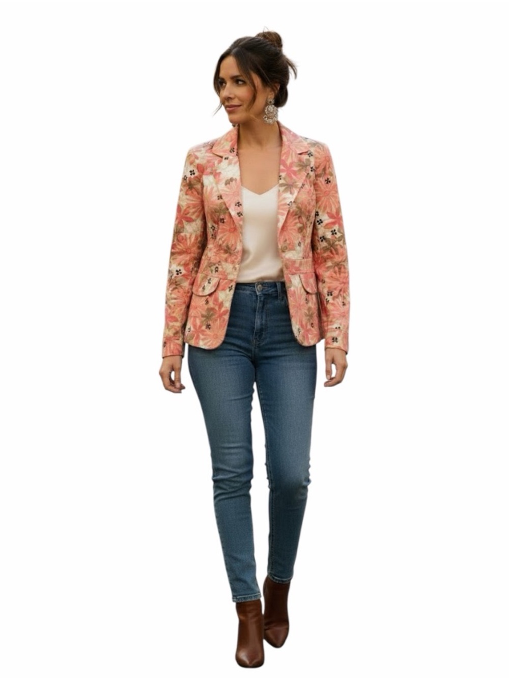 LOFT Women's Pink Floral Blazer